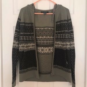 French Connection gray patterned zip up hoodie